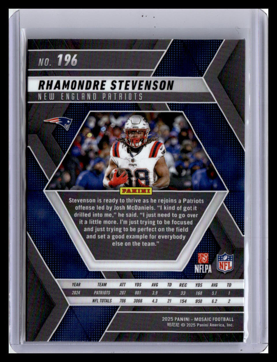 2025 Panini Mosaic #196 Rhamondre Stevenson