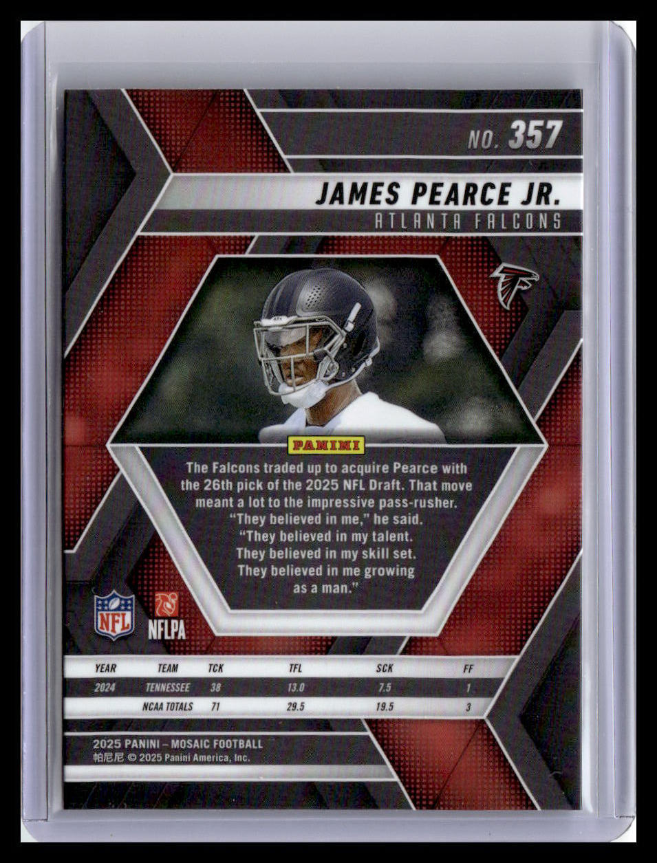 2025 Panini Mosaic #357 James Pearce Jr.