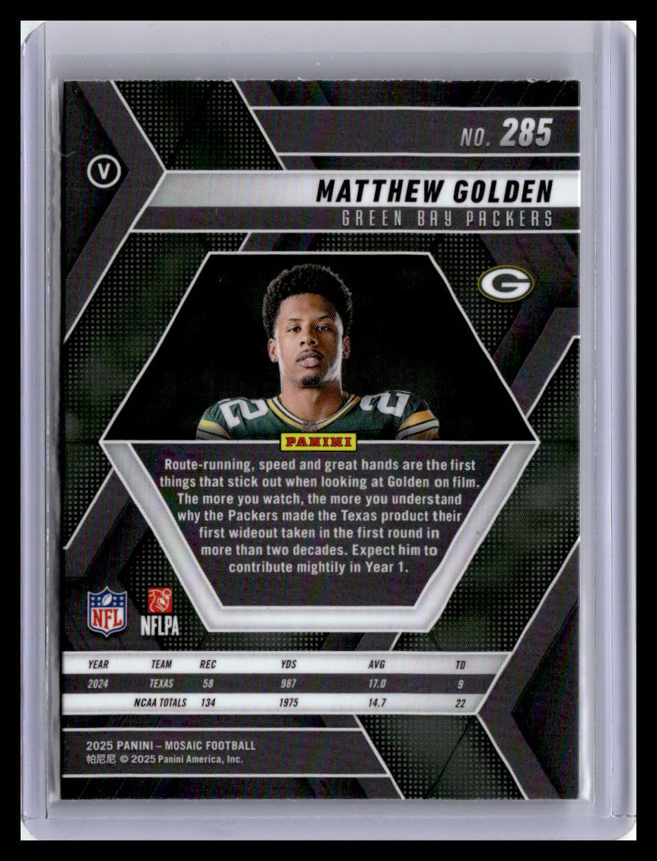 2025 Panini Mosaic #285 Matthew Golden