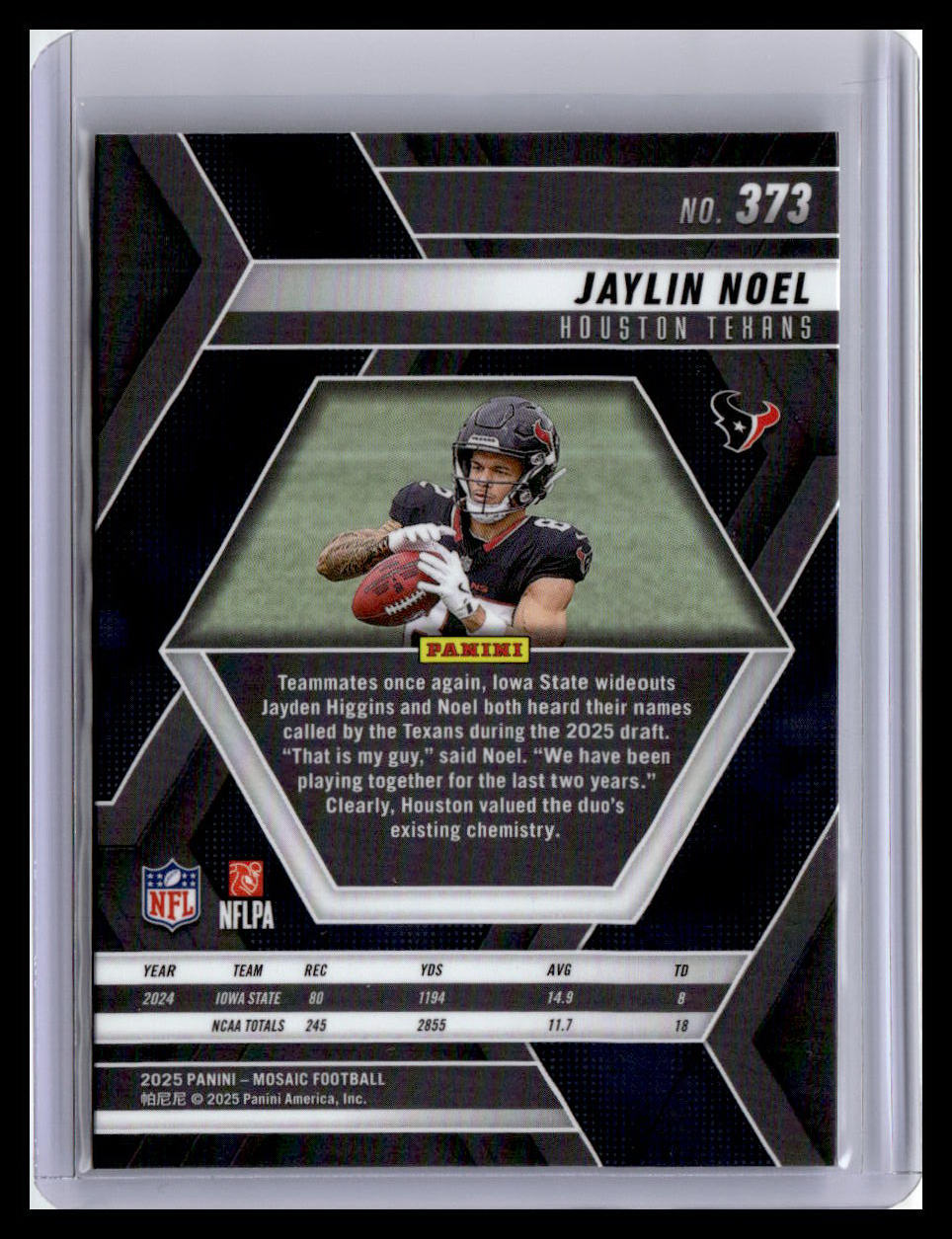 2025 Panini Mosaic #373 Jaylin Noel