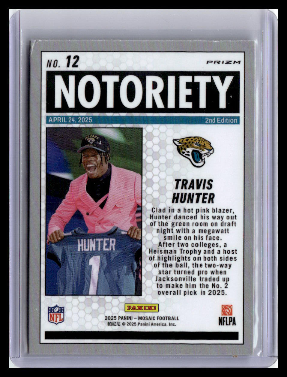2025 Panini Mosaic #12 Travis Hunter Notoriety Mosaic Green