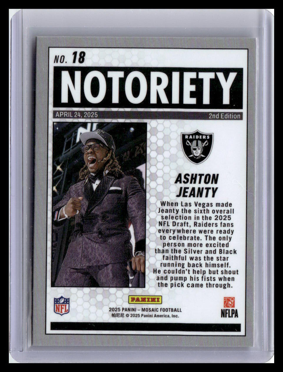 2025 Panini Mosaic #18 Ashton Jeanty Notoriety