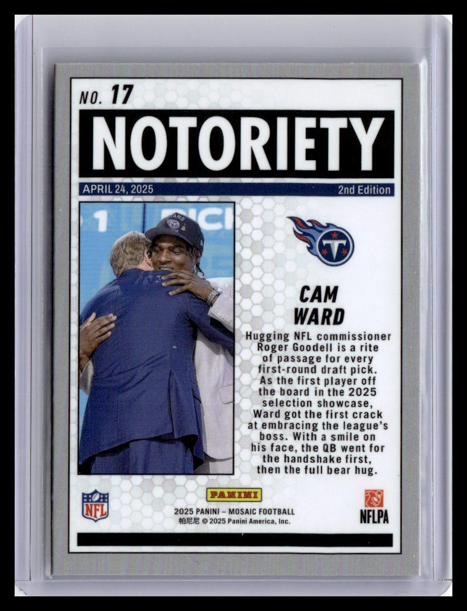 2025 Panini Mosaic #17 Cam Ward Notoriety