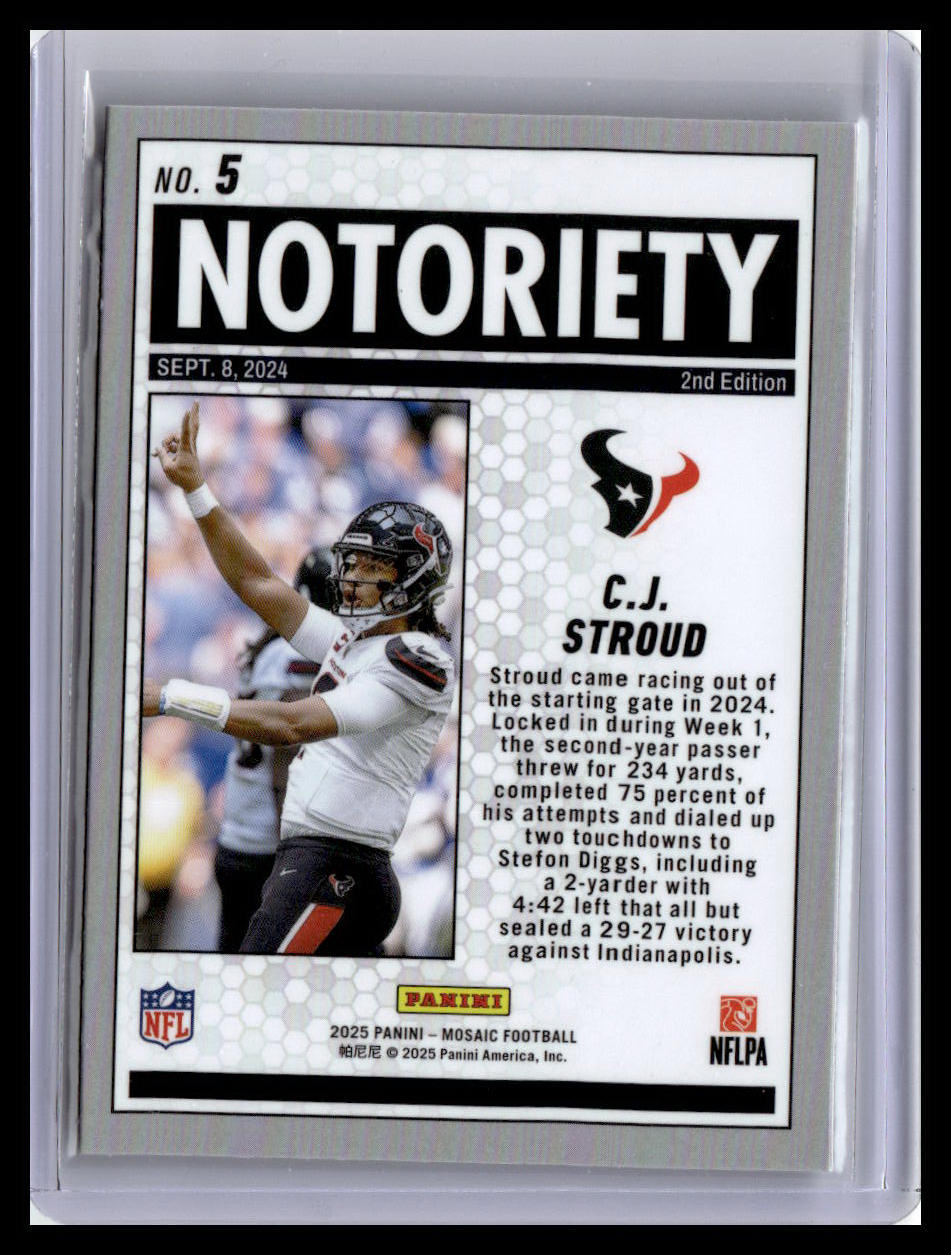 2025 Panini Mosaic #5 C.J. Stroud Notoriety