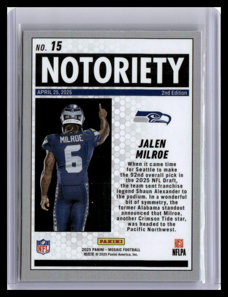 2025 Panini Mosaic #15 Jalen Milroe Notoriety