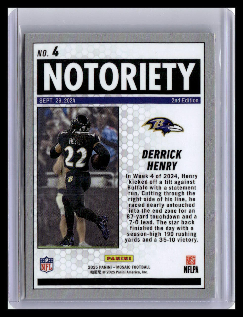2025 Panini Mosaic #4 Derrick Henry Notoriety