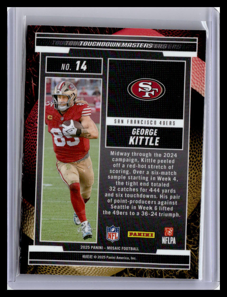 2025 Panini Mosaic #14 George Kittle Touchdown Masters