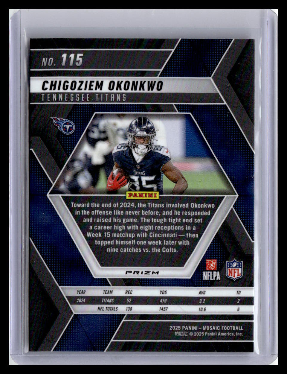 2025 Panini Mosaic #115 Chigoziem Okonkwo Silver