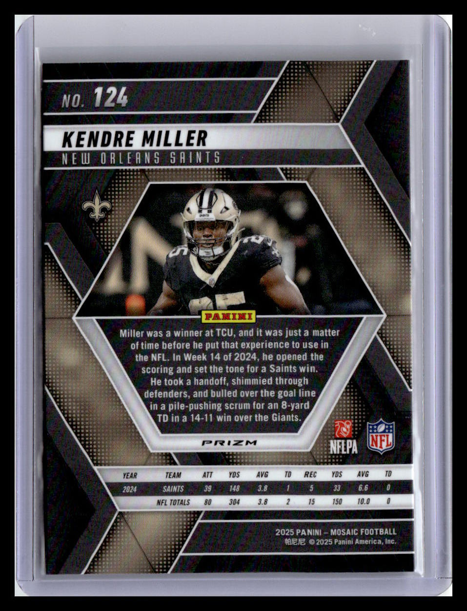 2025 Panini Mosaic #124 Kendre Miller Silver