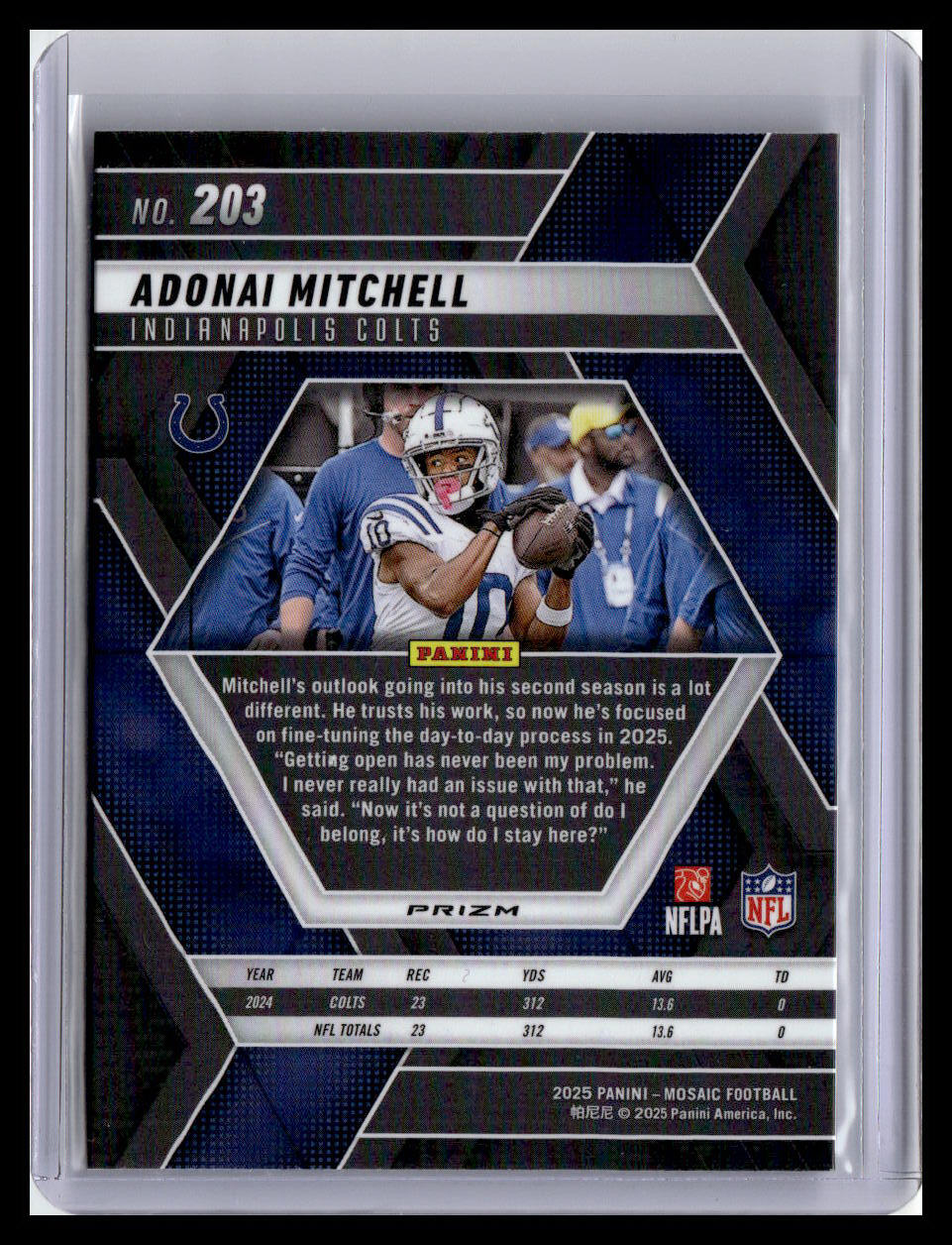 2025 Panini Mosaic #203 Adonai Mitchell Silver