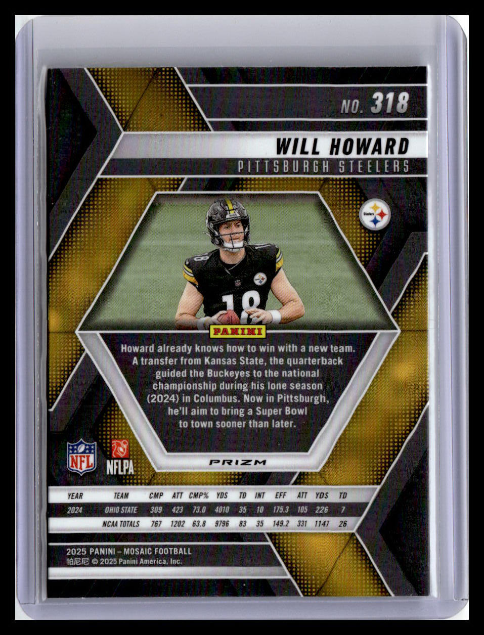 2025 Panini Mosaic #318 Will Howard Silver