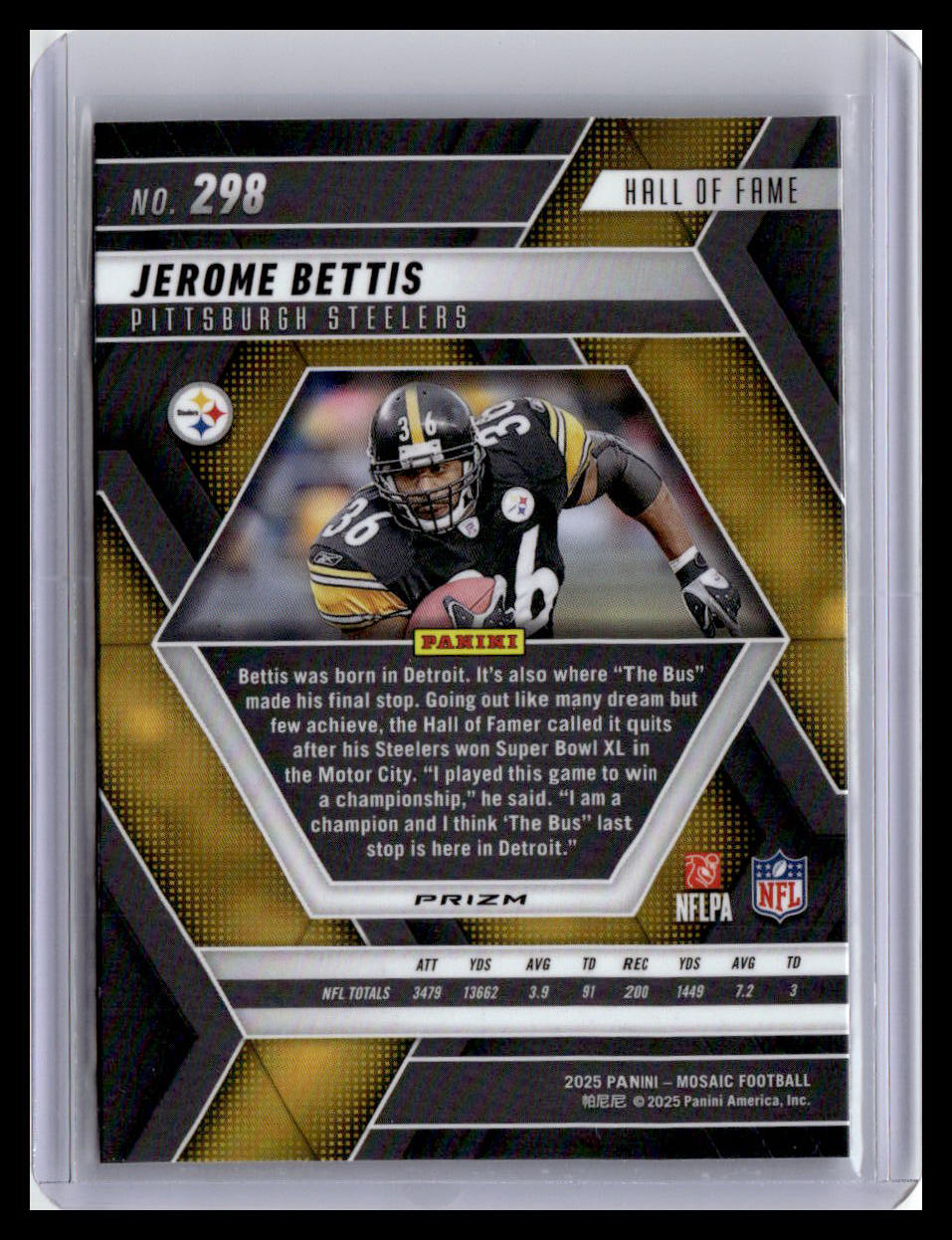 2025 Panini Mosaic #298 Jerome Bettis Mosaic Reactive Purple