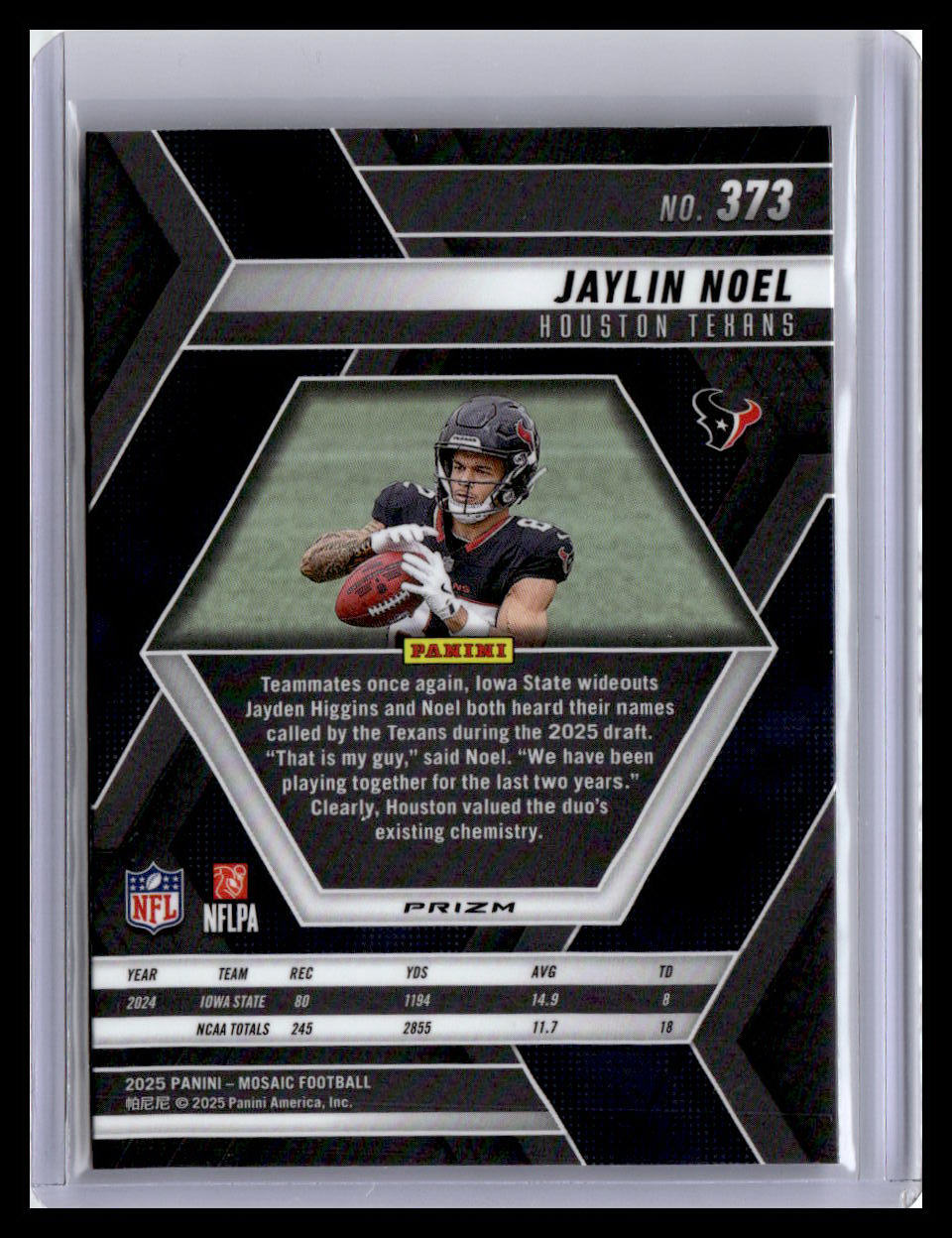 2025 Panini Mosaic #373 Jaylin Noel Mosaic Red and White Stripe