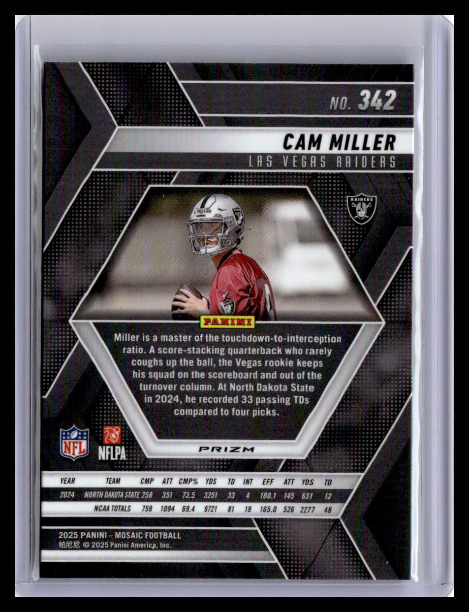 2025 Panini Mosaic #342 Cam Miller Mosaic Red and White Stripe