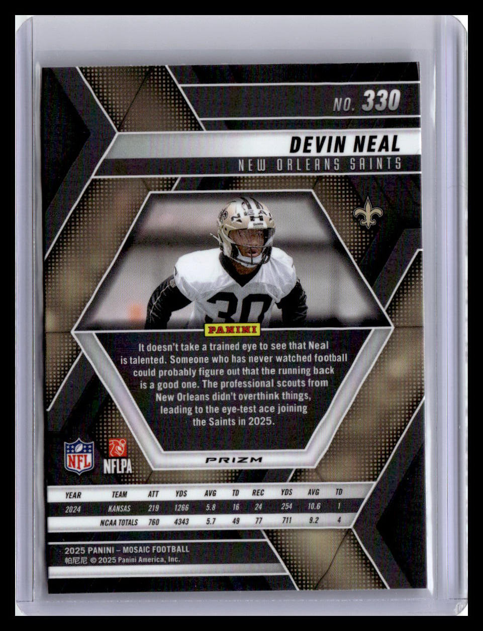 2025 Panini Mosaic #330 Devin Neal Mosaic Red and White Stripe