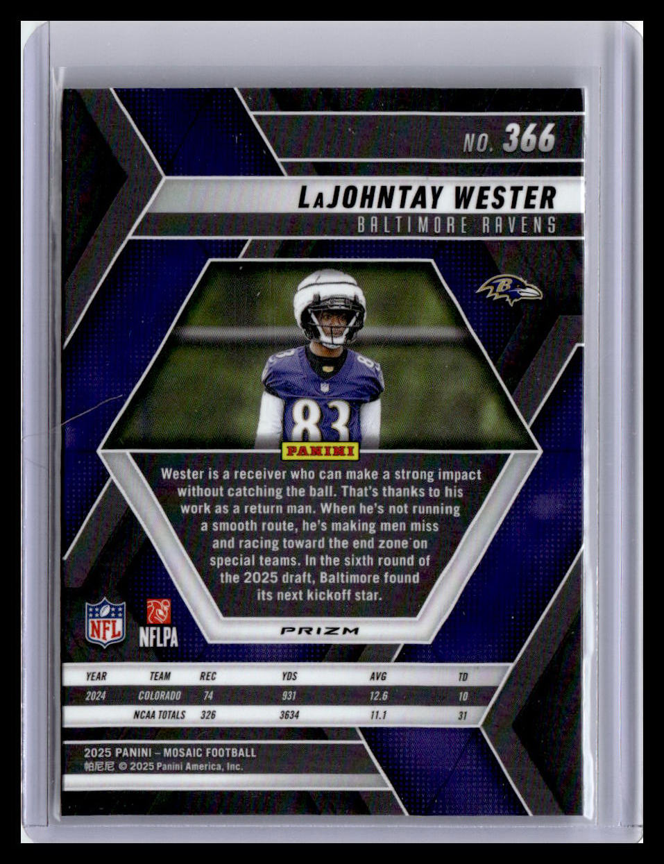 2025 Panini Mosaic #366 LaJohntay Wester Mosaic Camo Pink