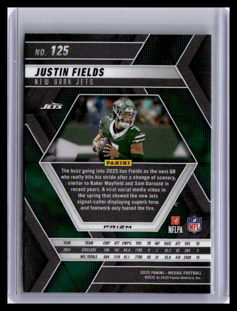 2025 Panini Mosaic #125 Justin Fields Mosaic Green