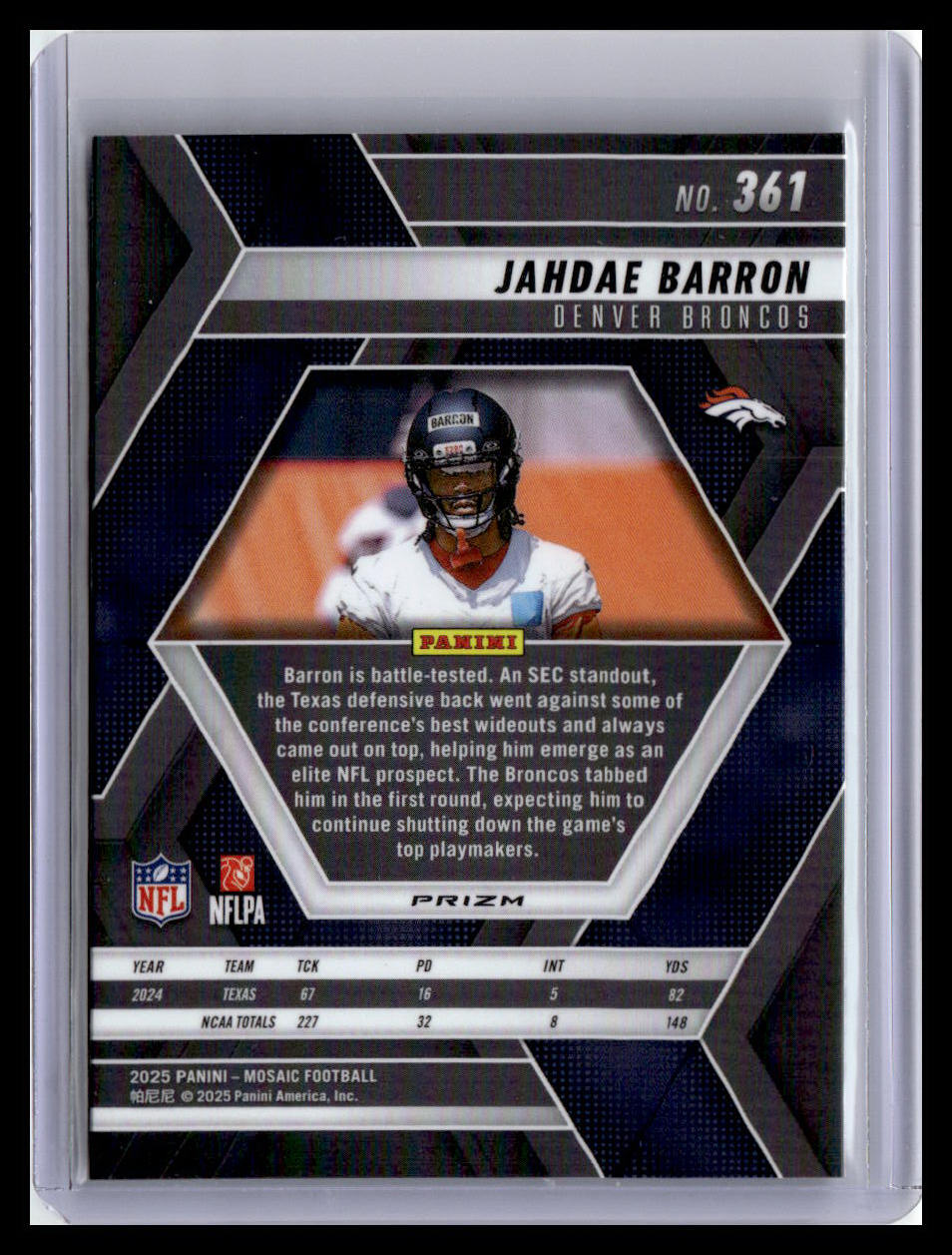 2025 Panini Mosaic #361 Jahdae Barron Mosaic Green