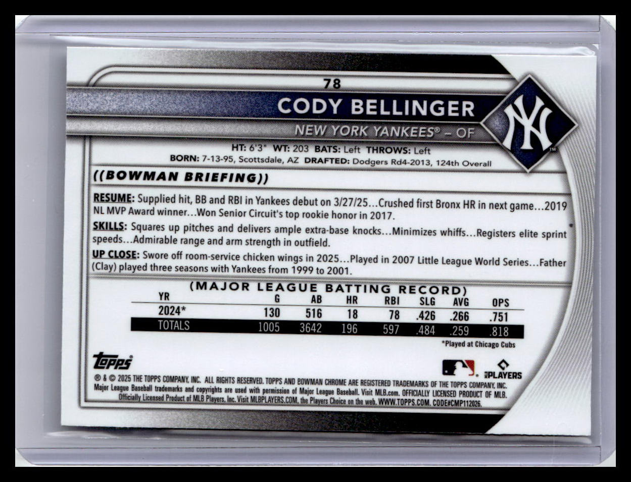 2025 Bowman Chrome #78 Cody Bellinger