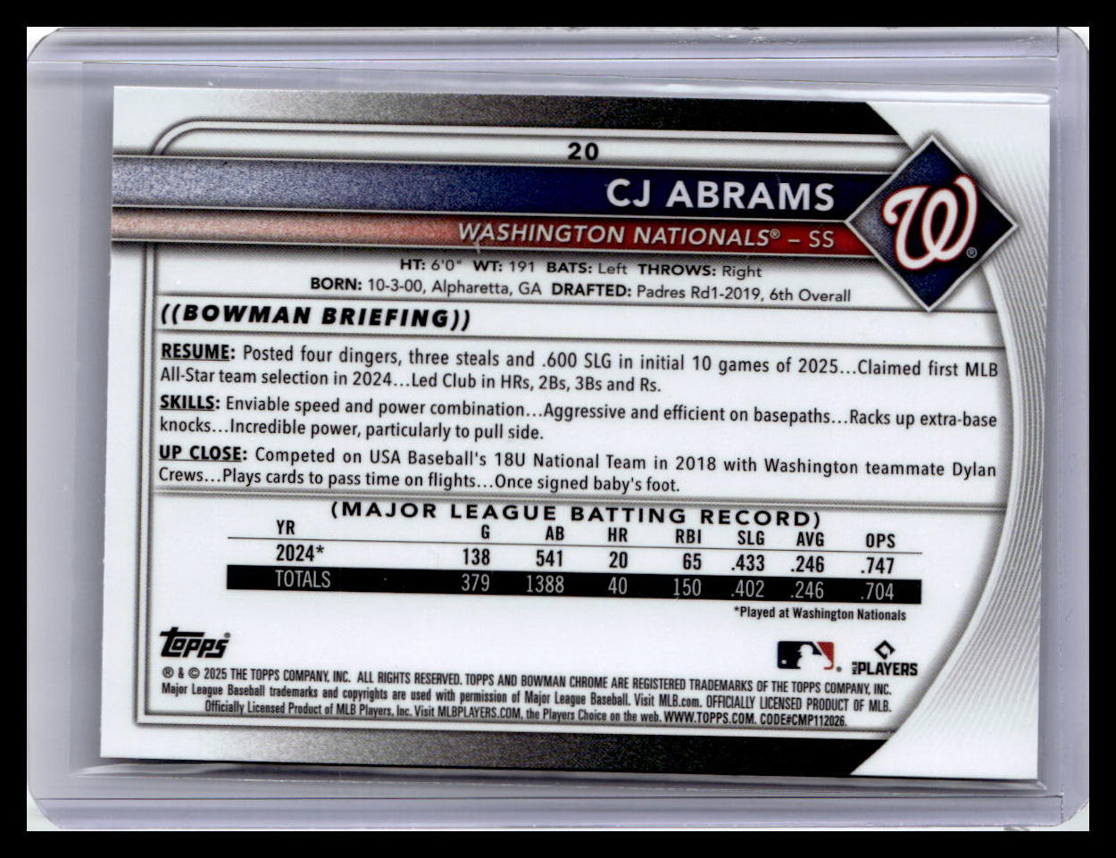 2025 Bowman Chrome #20 CJ Abrams