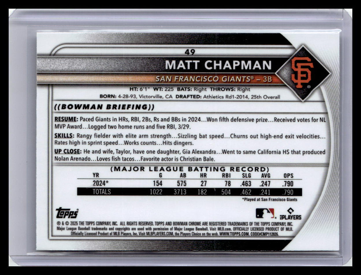 2025 Bowman Chrome #49 Matt Chapman