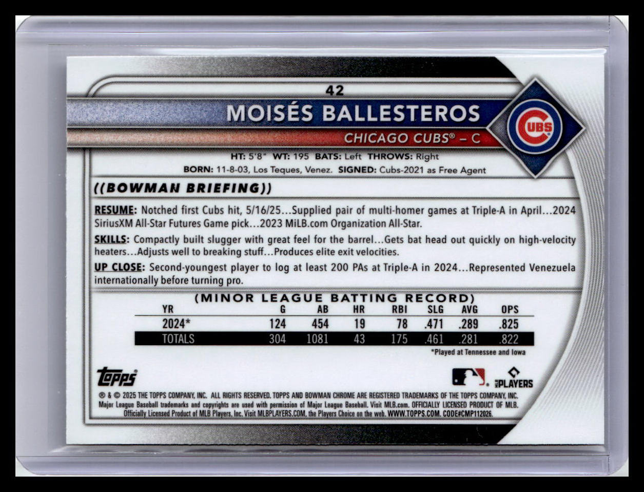 2025 Bowman Chrome #42 Moisés Ballesteros
