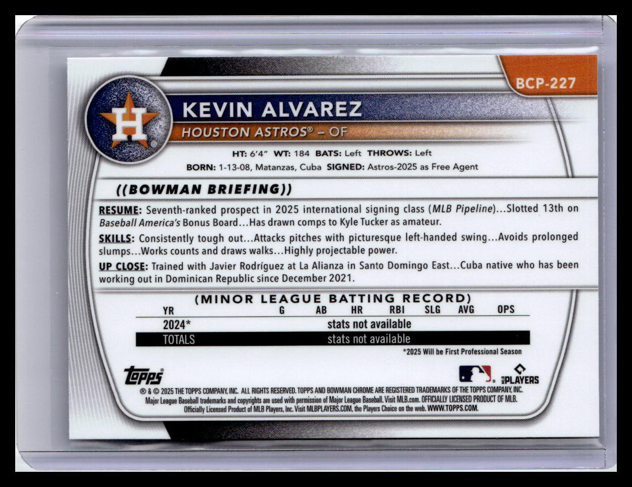 2025 Bowman Chrome #BCP-227 Kevin Alvarez Prospects Mojo