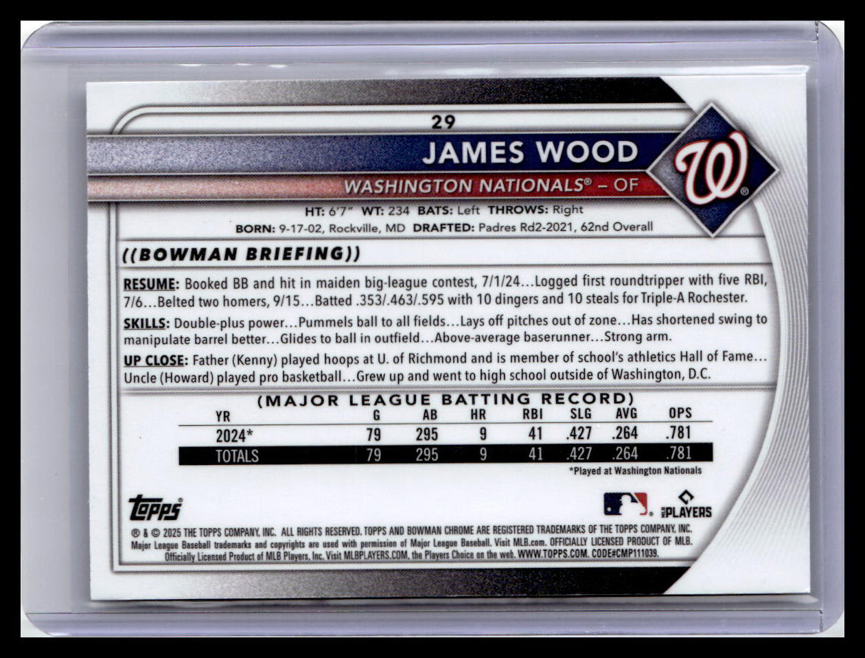 2025 Bowman Chrome #29 James Wood Mojo Refractors