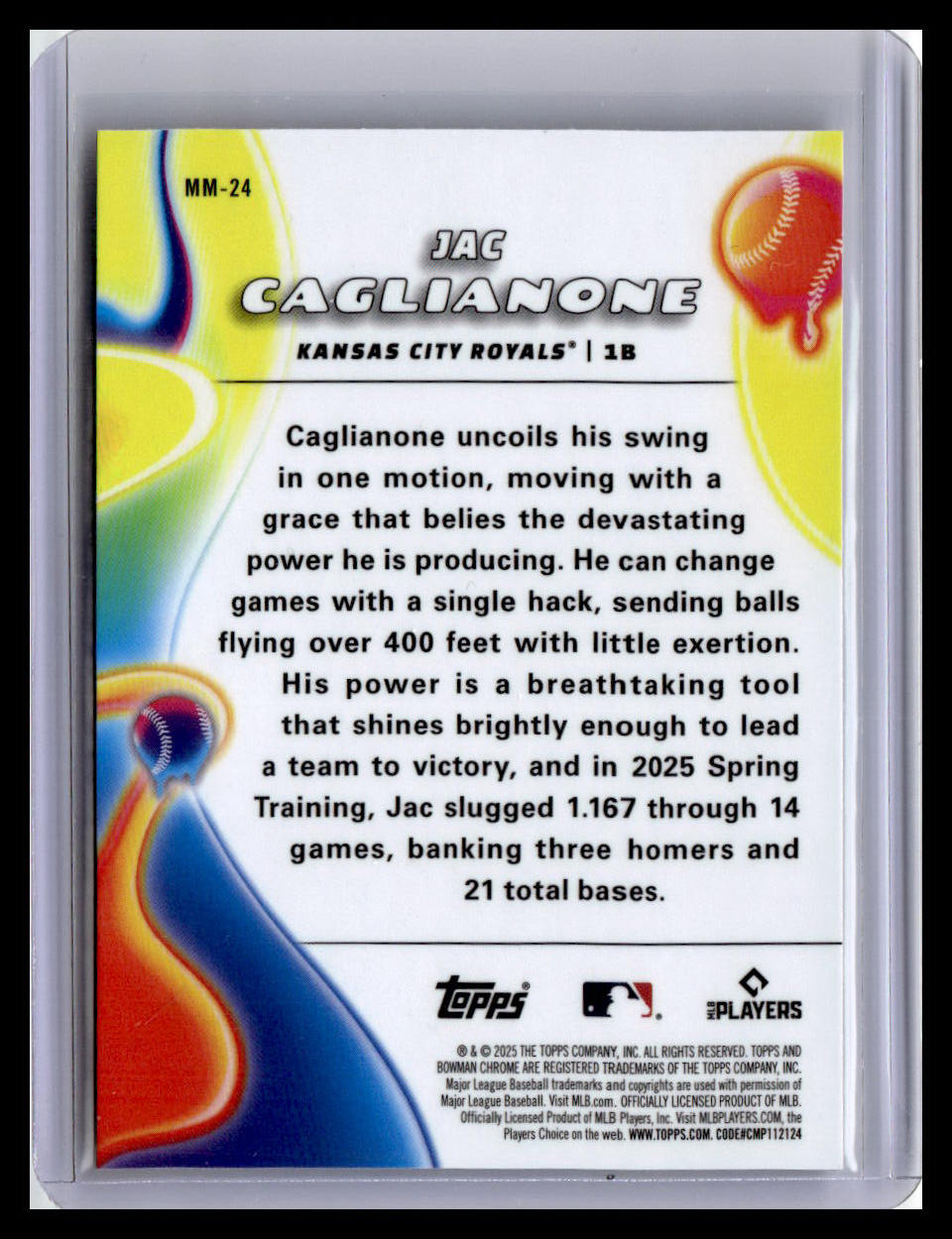 2025 Bowman Chrome #MM-24 Jac Caglianone Melt Mashers