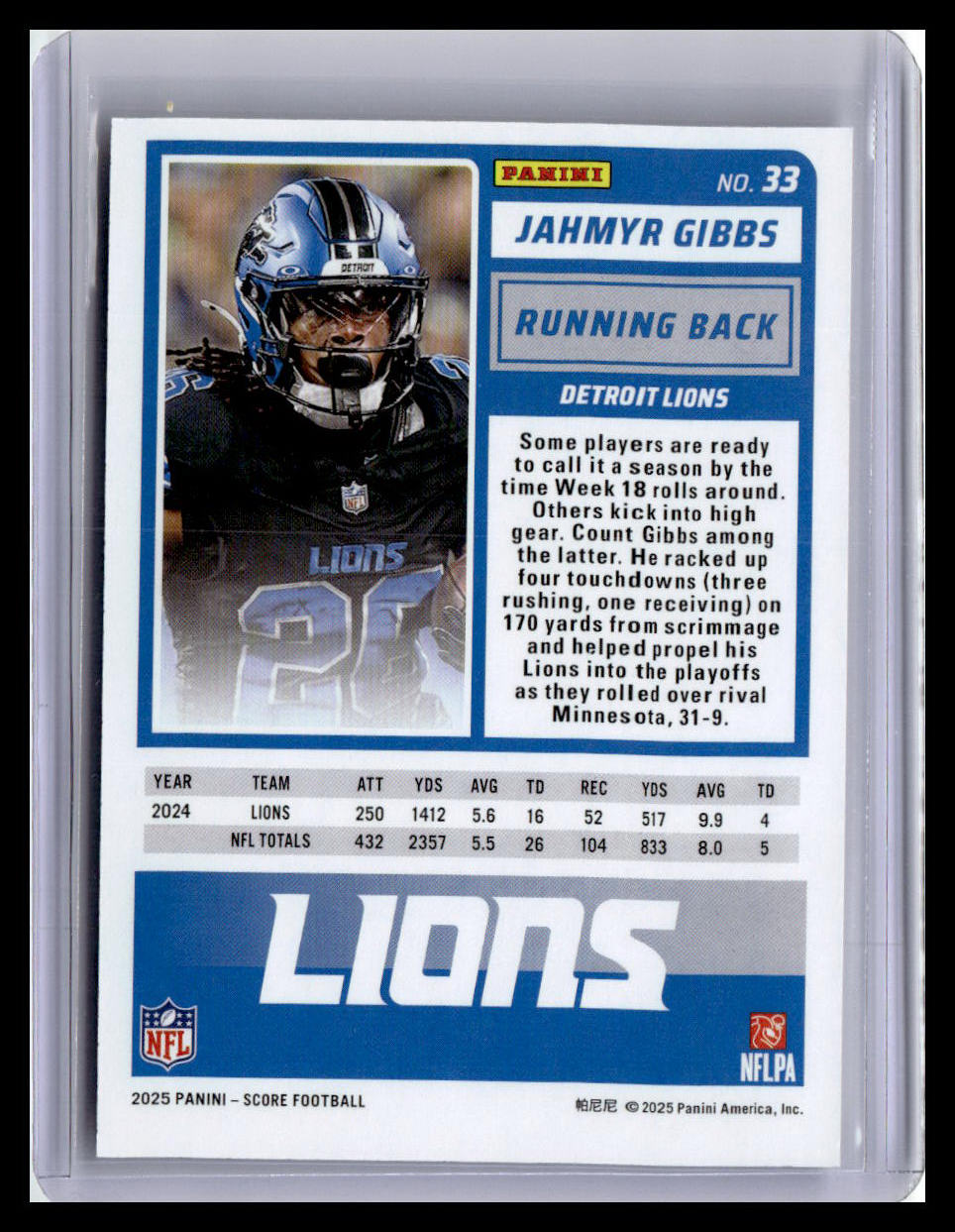2025 Score #33 Jahmyr Gibbs