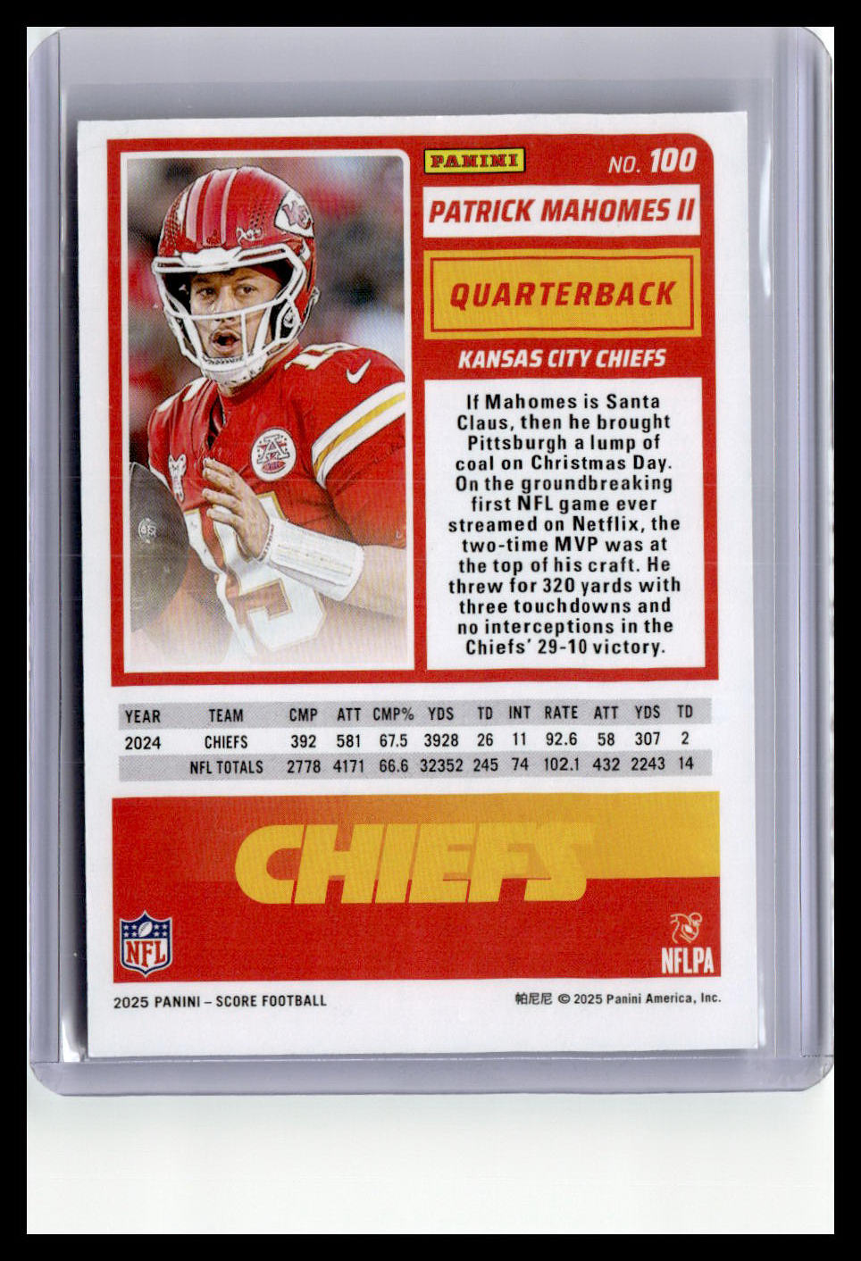 2025 Score #100 Patrick Mahomes II