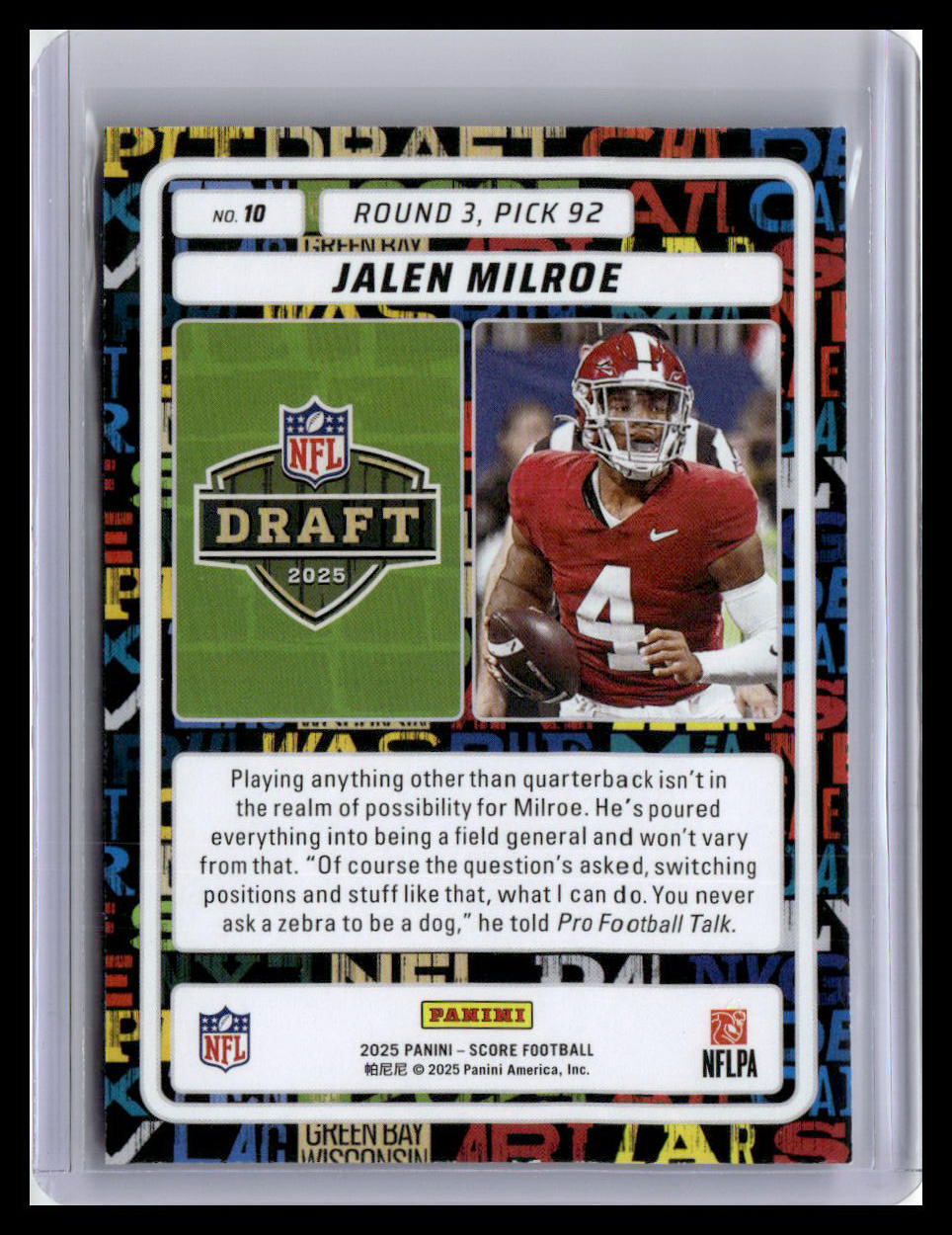 2025 Score #10 Jalen Milroe NFL Draft
