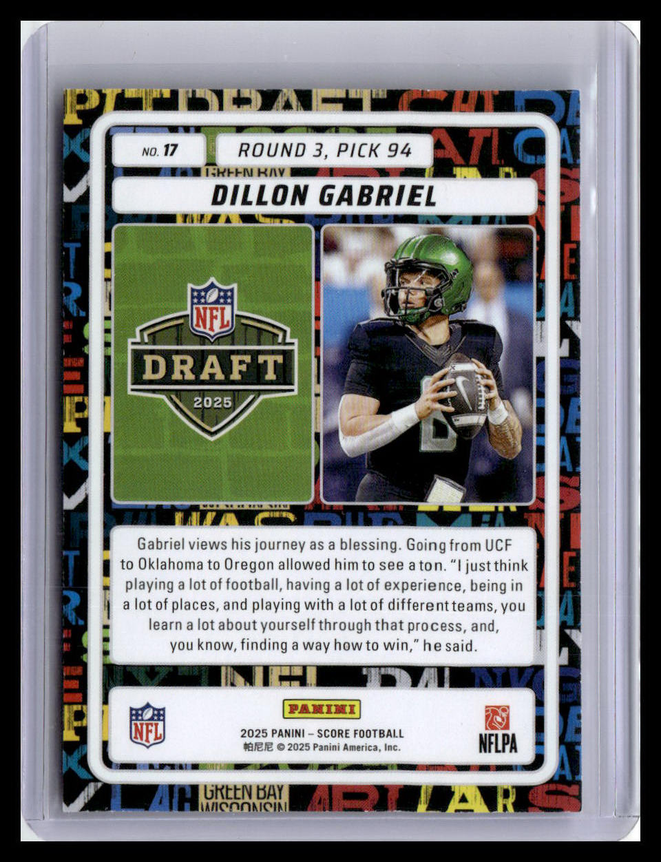 2025 Score #17 Dillon Gabriel NFL Draft