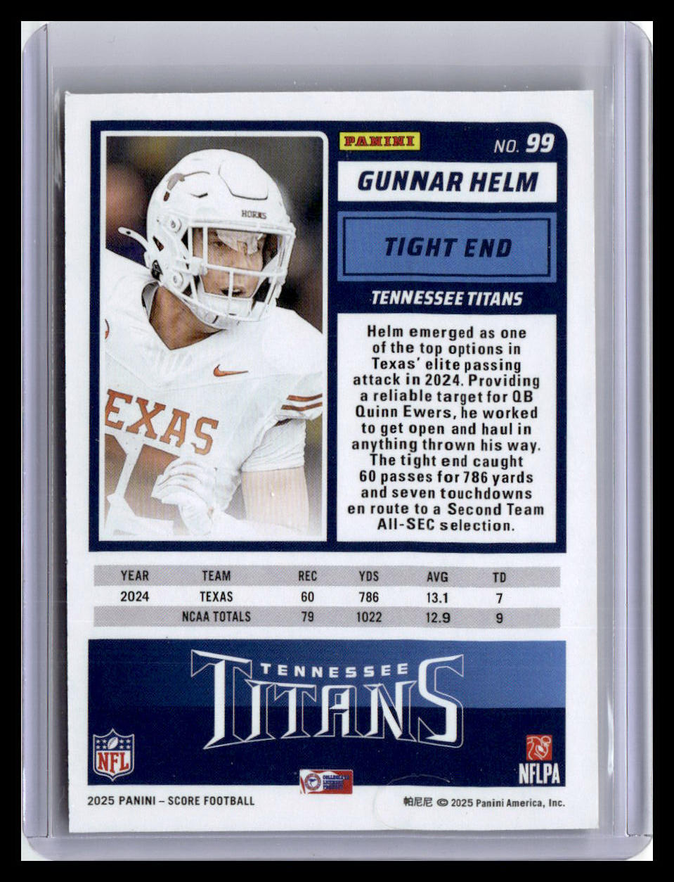 2025 Score #99 Gunnar Helm Gold Zone #/50
