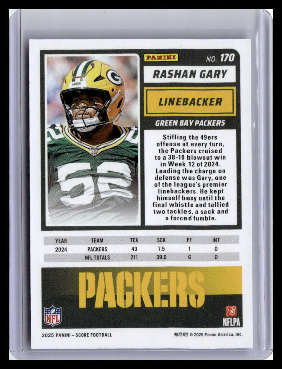 2025 Score #170 Rashan Gary Showcase #/250