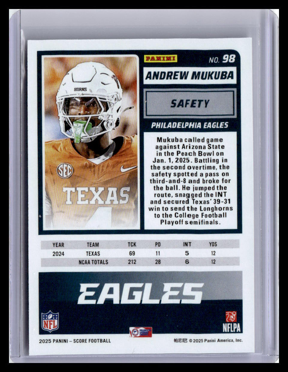 2025 Score #98 Andrew Mukuba (RC)