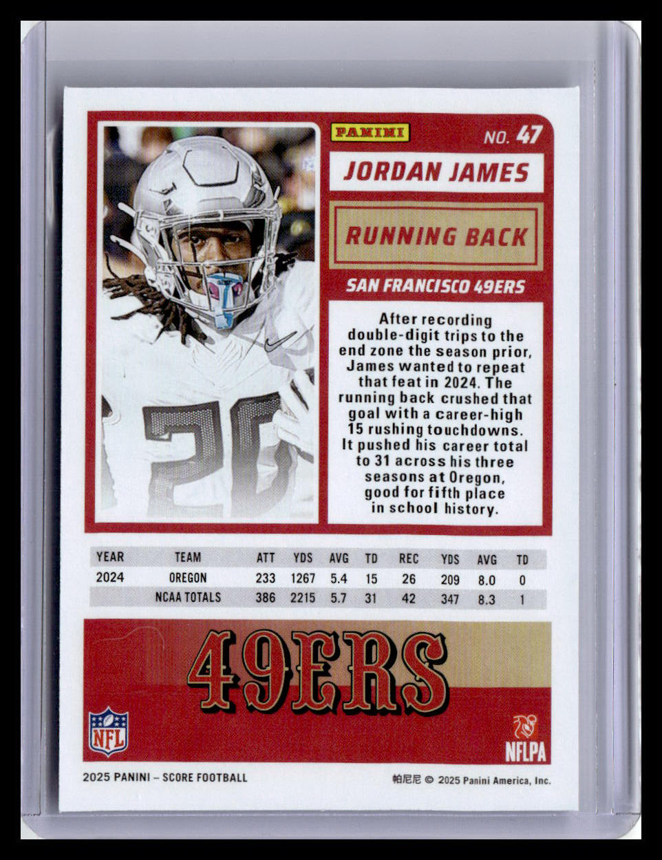 2025 Score #47 Jordan James (RC)