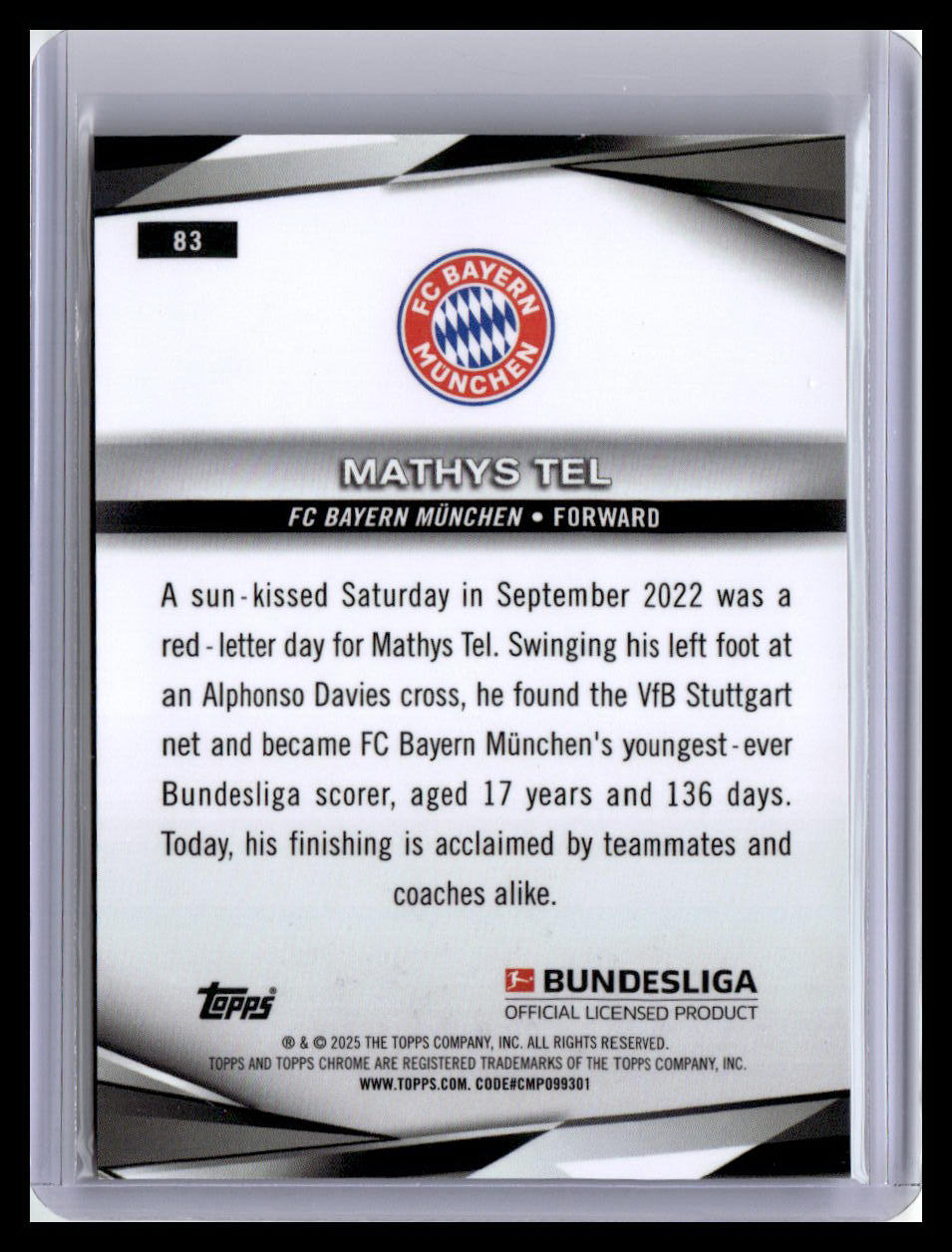 2024-25 Topps Chrome Bundesliga #83 Mathys Tel