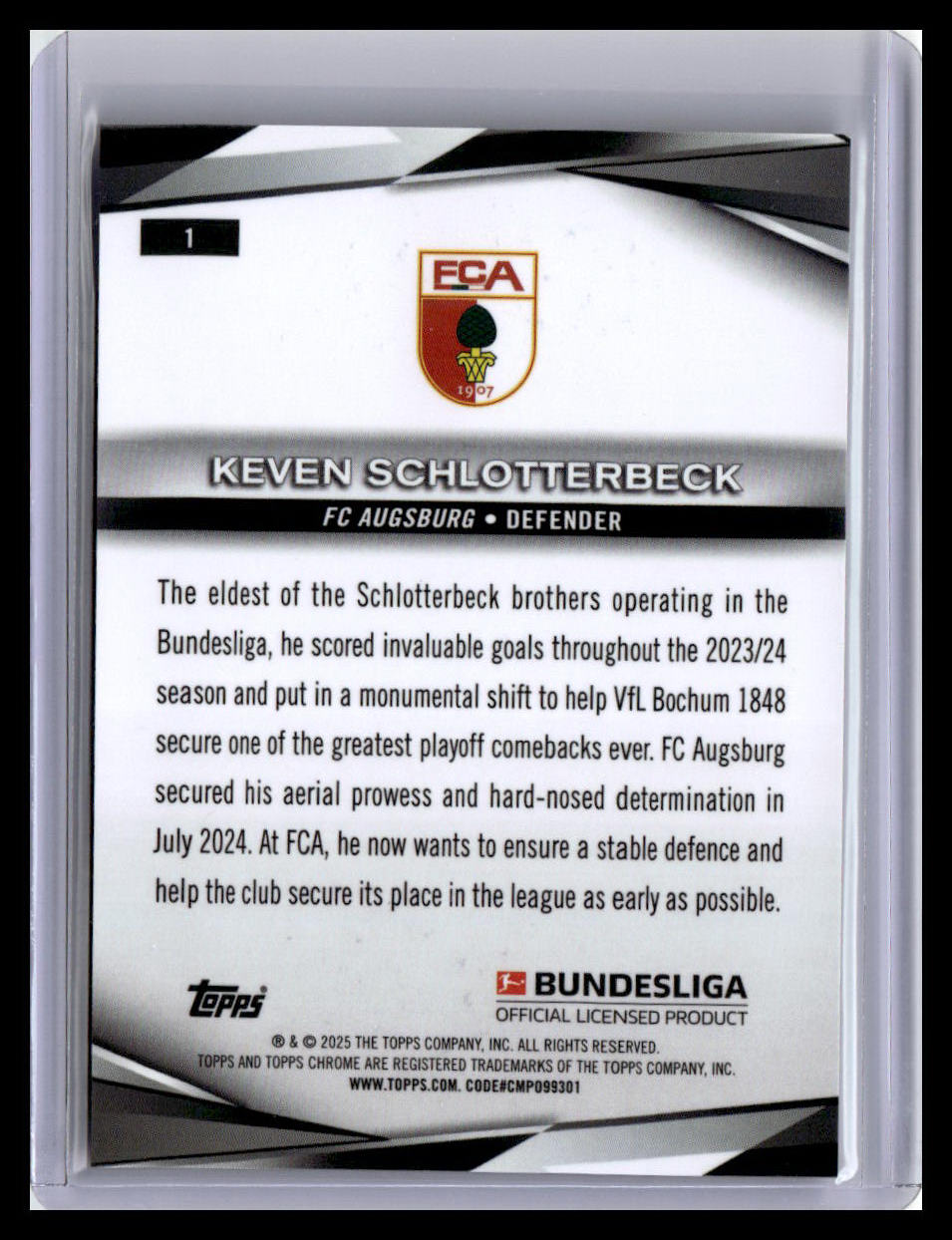 2024-25 Topps Chrome Bundesliga #1 Keven Schlotterbeck