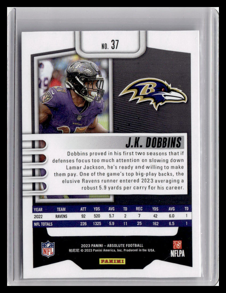 2023 Panini Absolute #37 J.K. Dobbins