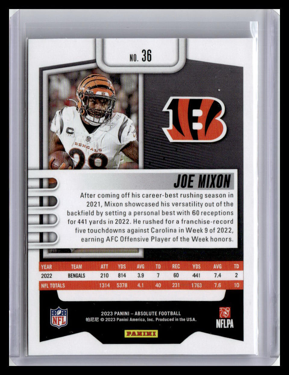 2023 Panini Absolute #36 Joe Mixon