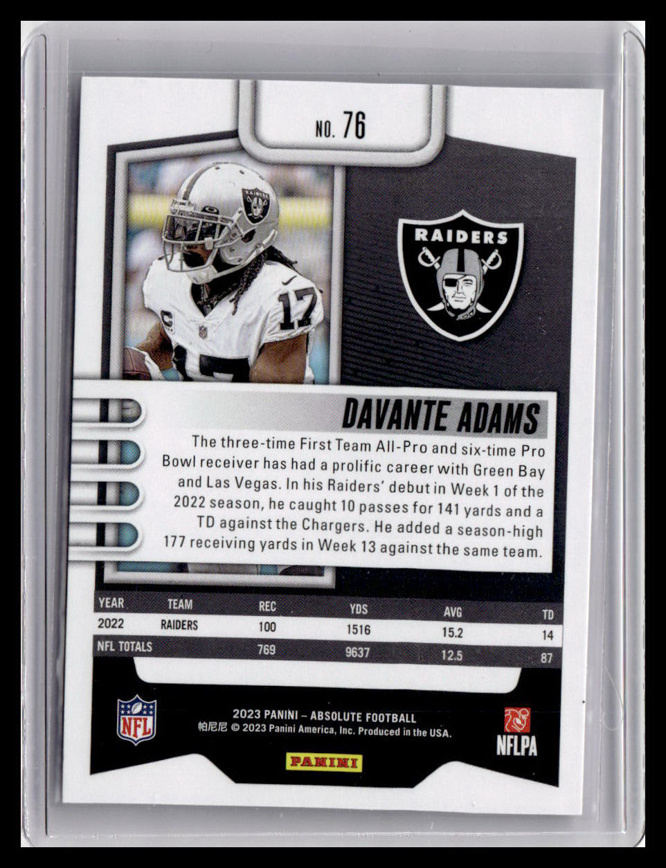 2023 Panini Absolute #76 Davante Adams