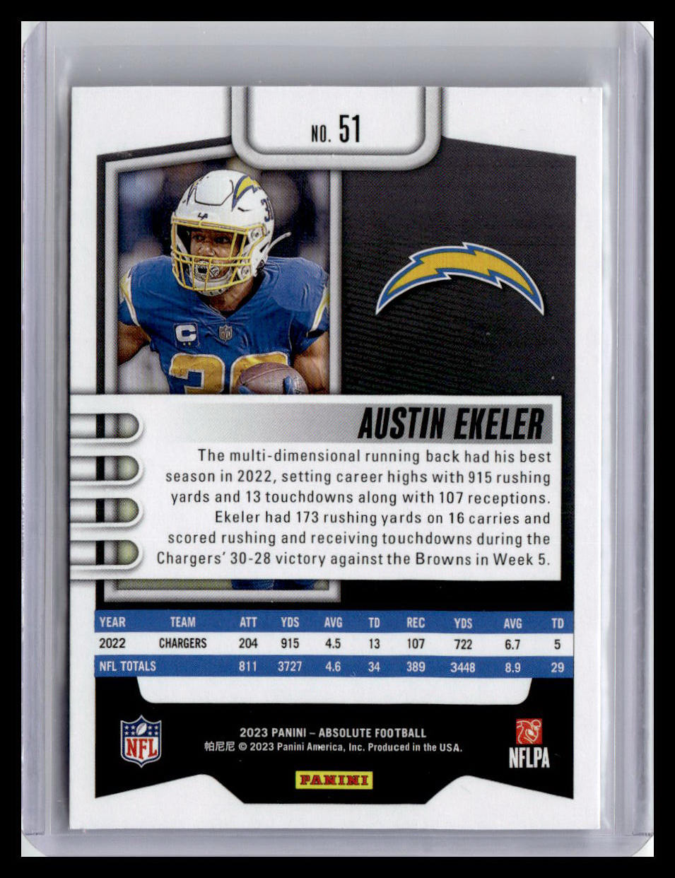 2023 Panini Absolute #51 Austin Ekeler