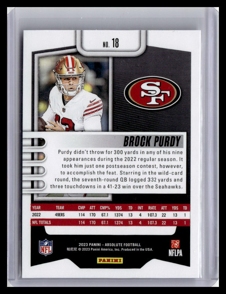 2023 Panini Absolute #18 Brock Purdy