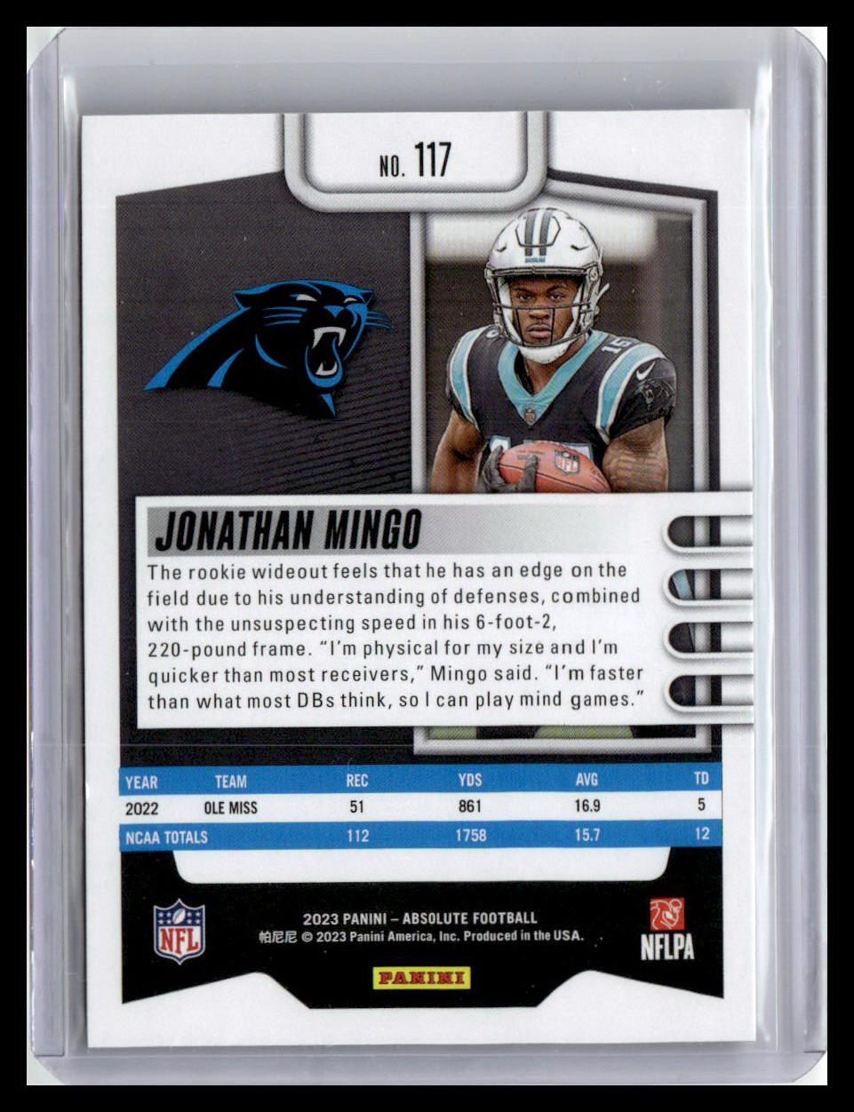 2023 Panini Absolute #117 Jonathan Mingo