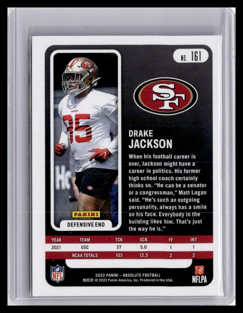 2022 Panini Absolute #161 Drake Jackson