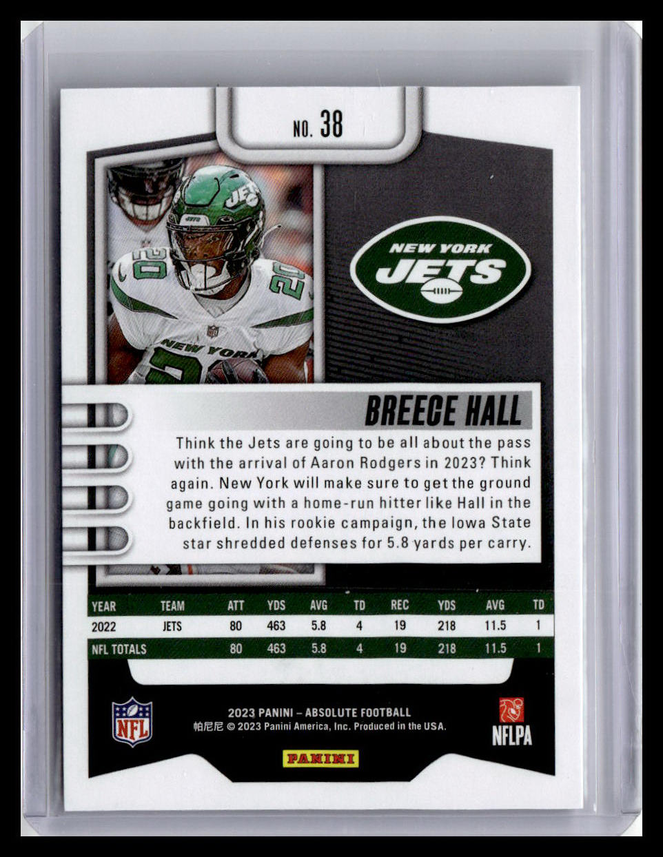 2023 Panini Absolute #38 Breece Hall Purple