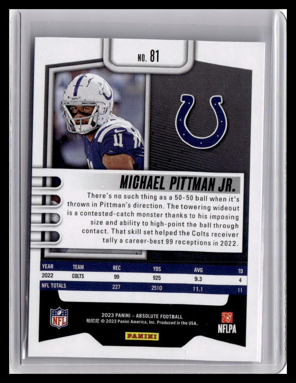 2023 Panini Absolute #81 Michael Pittman Jr. Purple