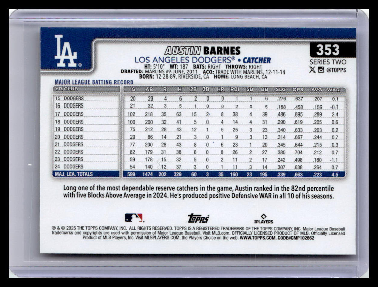 2025 Topps #353 Austin Barnes Holiday