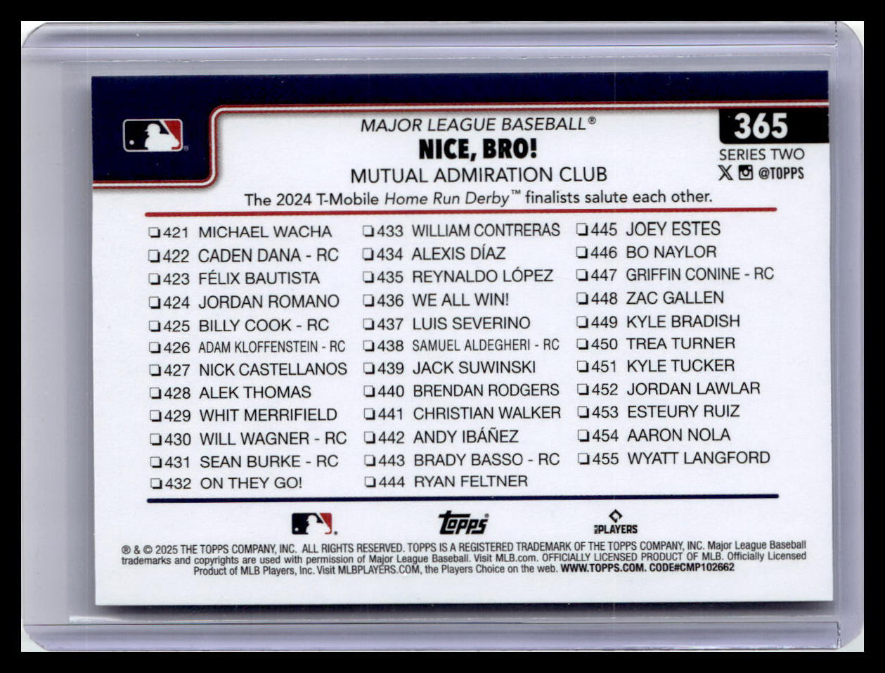 2025 Topps #365 Nice, Bro! Mutual Admiration Club